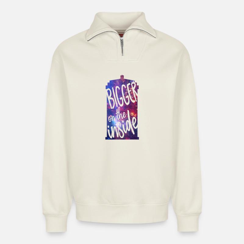 Bigger on the inside - Relaxed Unisex Organic Half Zip Sweatshirt – von SPREAD - Naturweiß