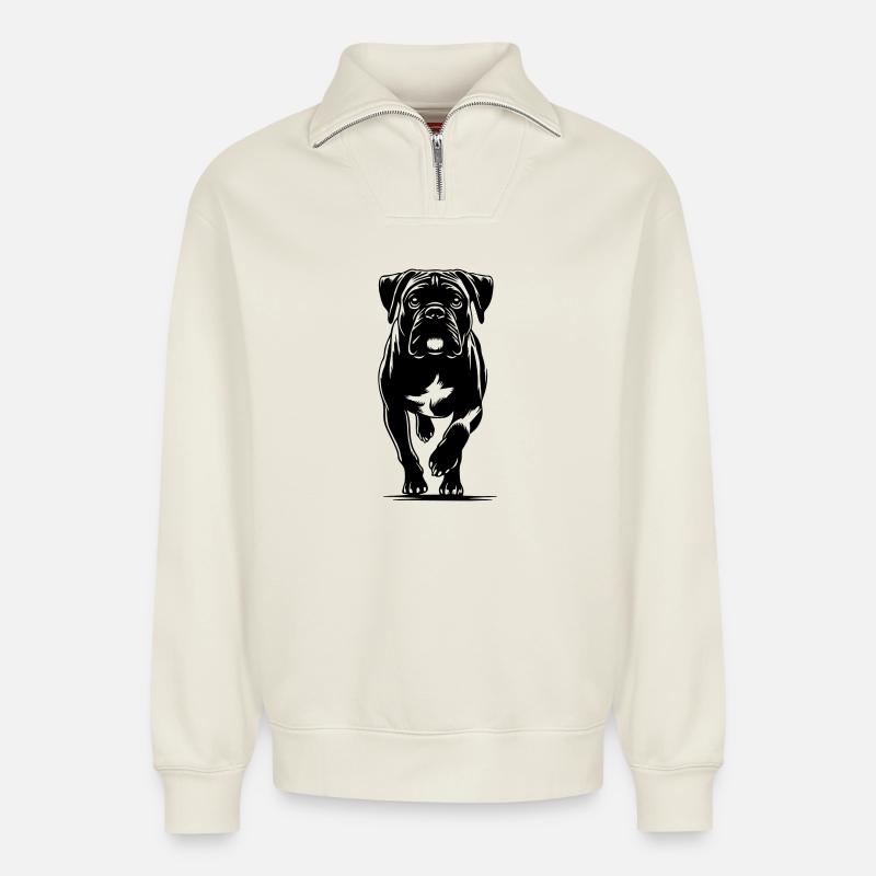 Boxer - Relaxed Unisex Organic Half Zip Sweatshirt – von SPREAD - Naturweiß
