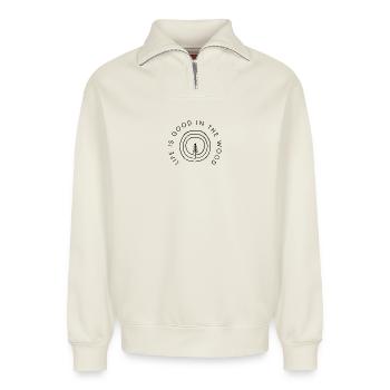 Life is good in the wood - Relaxed Unisex Organic Half Zip Sweatshirt – von SPREAD - Naturweiß - Vorne