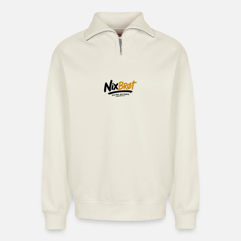 It's all about Nix - Relaxed Unisex Organic Half Zip Sweatshirt – von SPREAD - Naturweiß