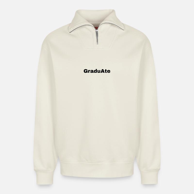 GraduAte - Déclaration - Sweat unisexe décontracté en coton biologique à demi-zip – de SPREAD - blanc cassé