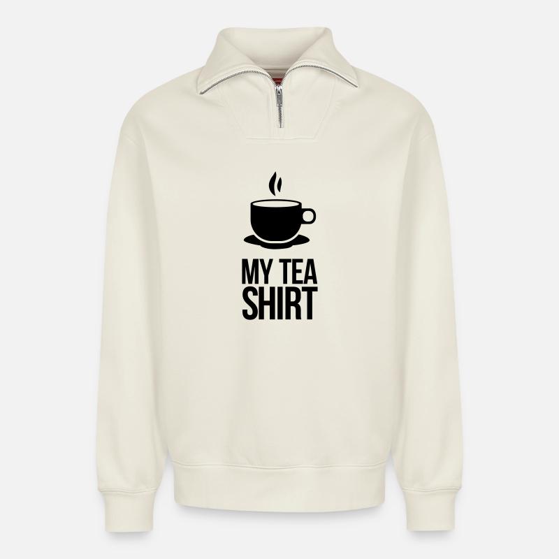Tee shirt - Relaxed Unisex Organic Half Zip Sweatshirt – von SPREAD - Naturweiß