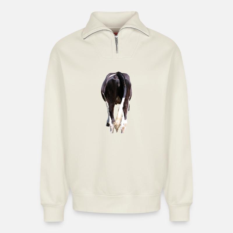 Vache - Relaxed Unisex Organic Half Zip Sweatshirt – von SPREAD - Naturweiß