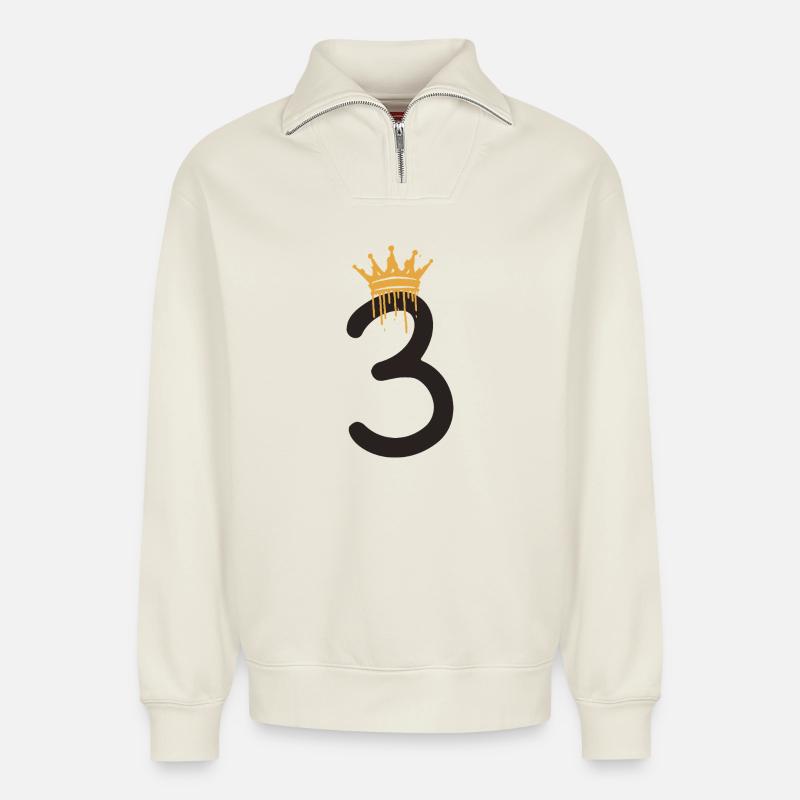 3 - Relaxed Unisex Organic Half Zip Sweatshirt – von SPREAD - Naturweiß