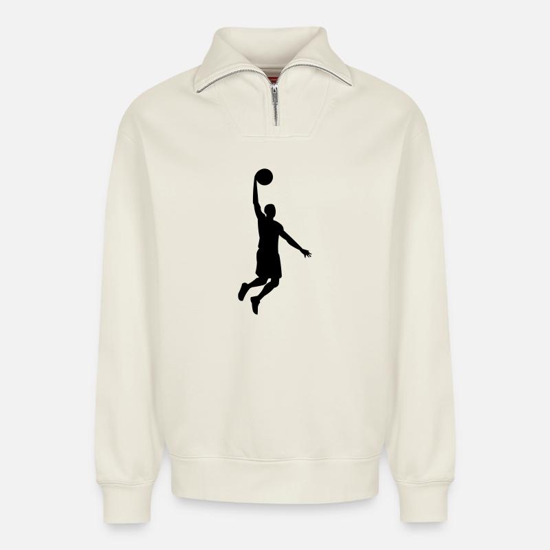 Basketballer - Relaxed Unisex Organic Half Zip Sweatshirt – by SPREAD - off white