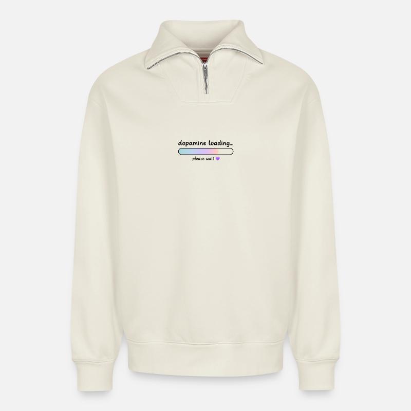 Dopamine Loading Gradient - Relaxed Unisex Organic Half Zip Sweatshirt – by SPREAD - off white