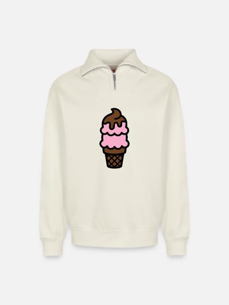 Eiswaffel Eiscreme Icon - Relaxed Unisex Organic Half Zip Sweatshirt – by SPREAD - off white