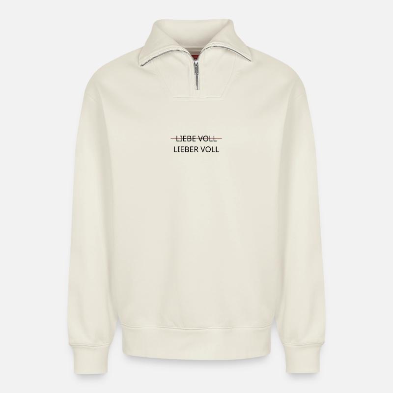 Lovingly-Dear Full - Relaxed Unisex Organic Half Zip Sweatshirt – by SPREAD - off white