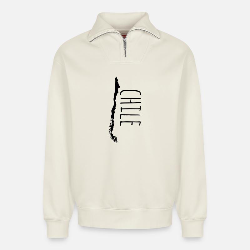 Chile - Relaxed Unisex Organic Half Zip Sweatshirt – von SPREAD - Naturweiß
