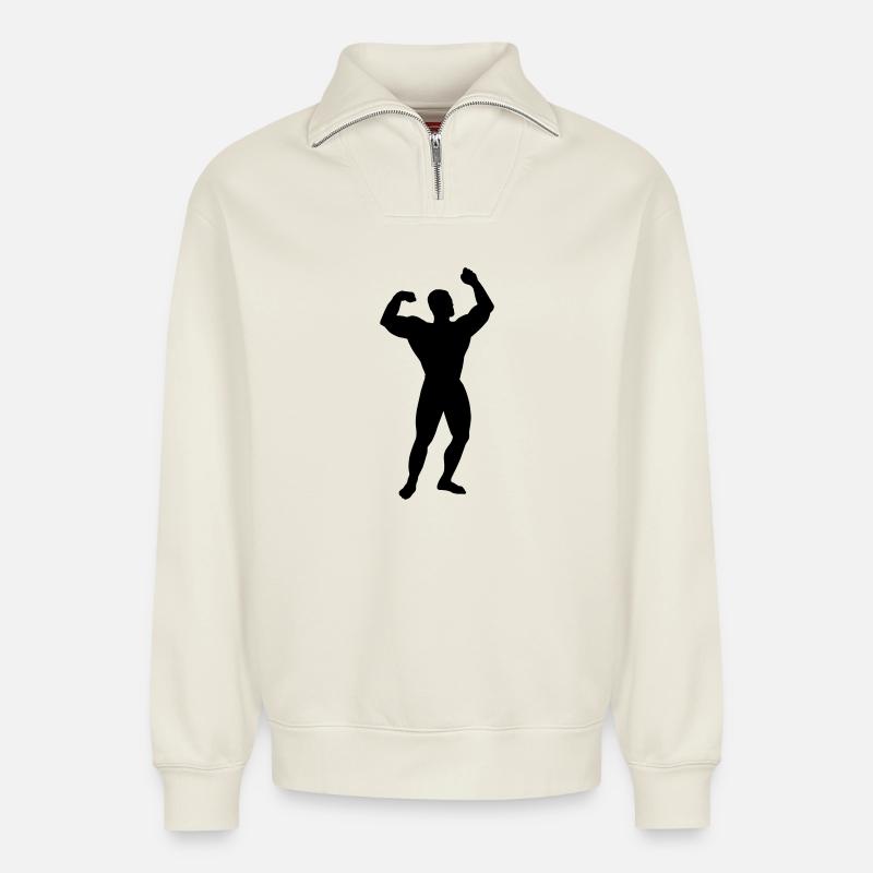 Starker Mann - Relaxed Unisex Organic Half Zip Sweatshirt – von SPREAD - Naturweiß