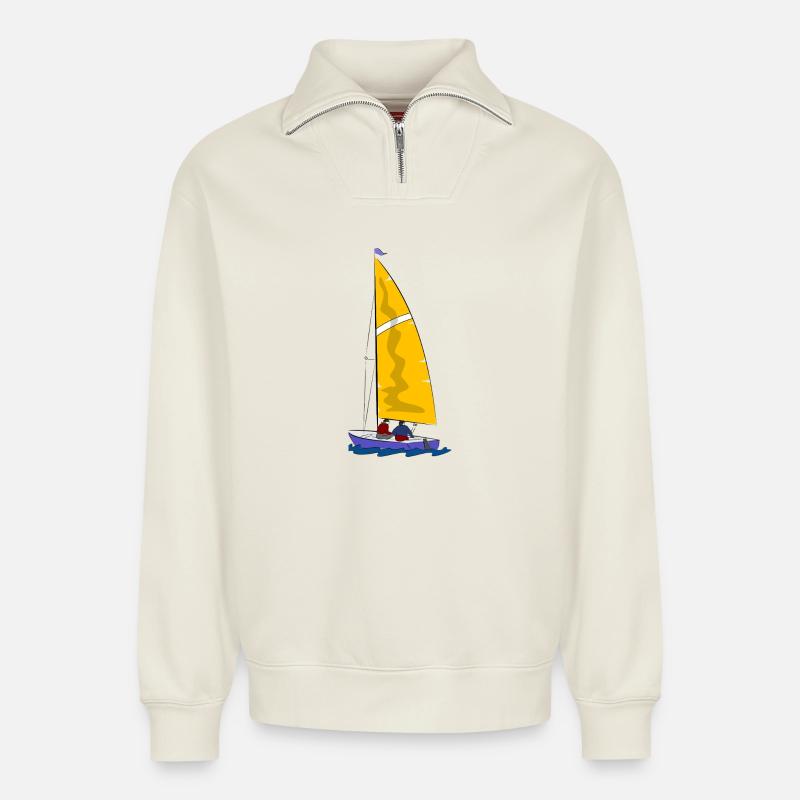 Sail - Relaxed Unisex Organic Half Zip Sweatshirt – by SPREAD - off white