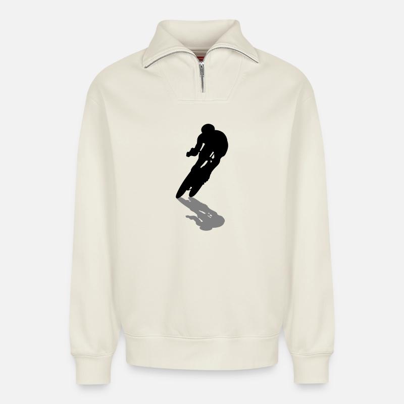 Rennrad - Relaxed Unisex Organic Half Zip Sweatshirt – von SPREAD - Naturweiß