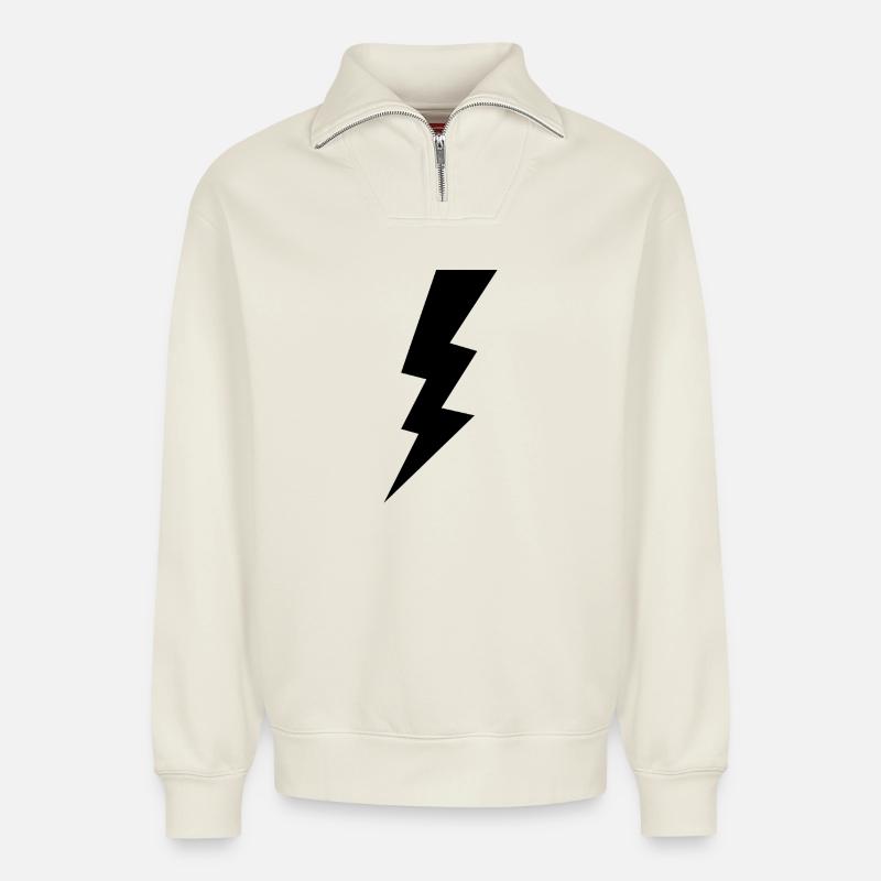 Lightning - Relaxed Unisex Organic Half Zip Sweatshirt – by SPREAD - off white