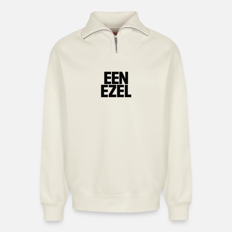 A donkey - Relaxed Unisex Organic Half Zip Sweatshirt – by SPREAD - off white