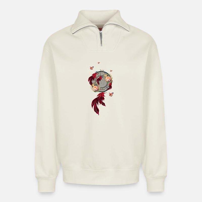 Wunderbare Traumfänger und Schmetterlinge. - Relaxed Unisex Organic Half Zip Sweatshirt – von SPREAD - Naturweiß