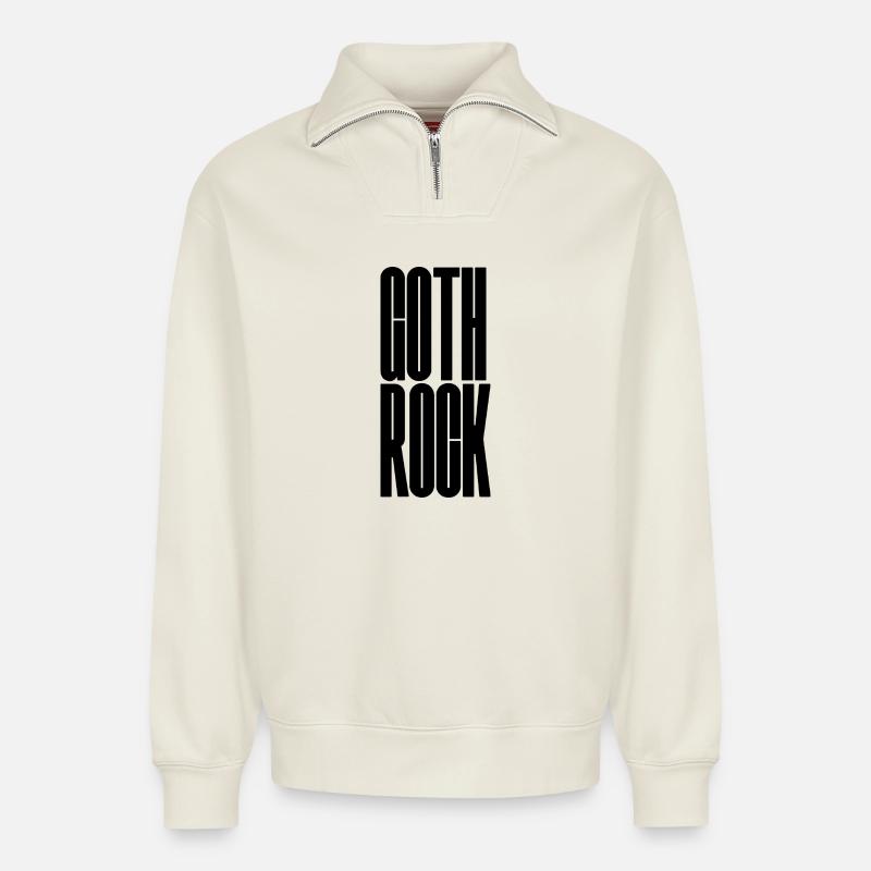 Goth-Rock-Typografie-Logodesign - Relaxed Unisex Organic Half Zip Sweatshirt – von SPREAD - Naturweiß