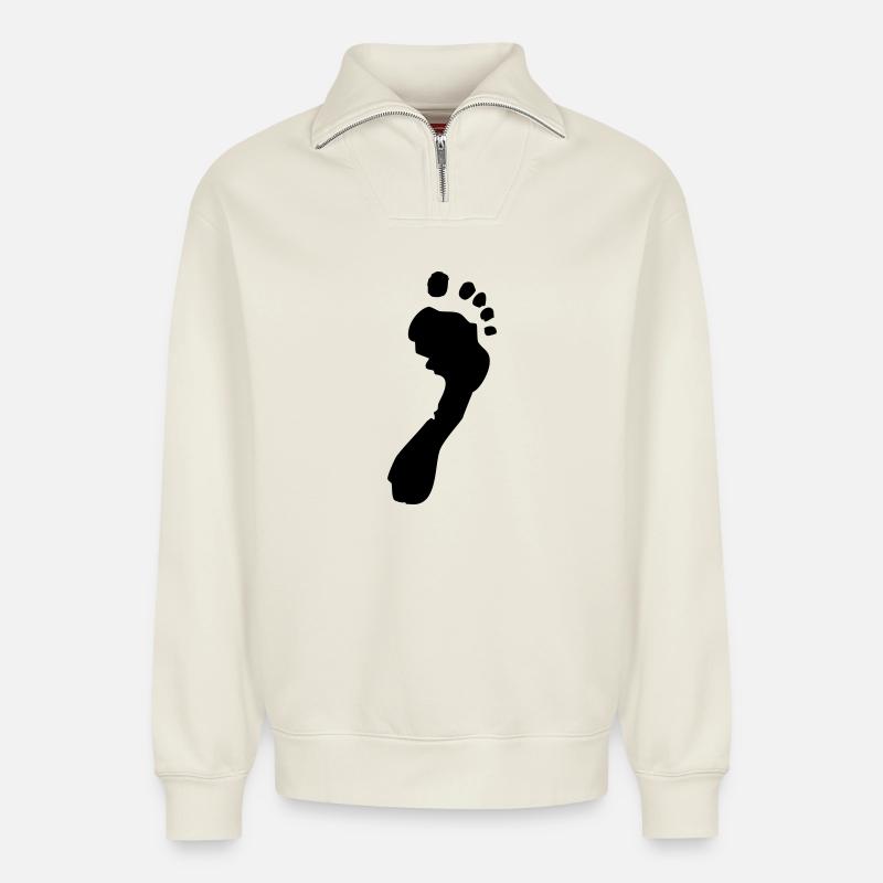 Empreinte - Sweat unisexe décontracté en coton biologique à demi-zip – de SPREAD - blanc cassé