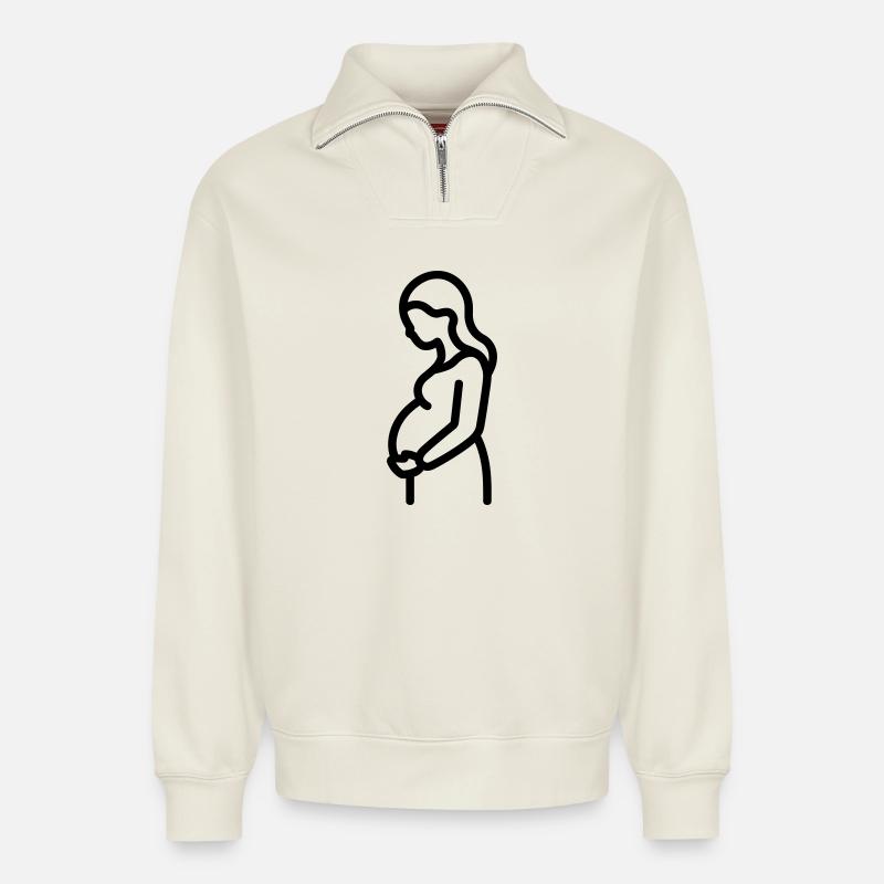 Schwangerschaft - Relaxed Unisex Organic Half Zip Sweatshirt – von SPREAD - Naturweiß