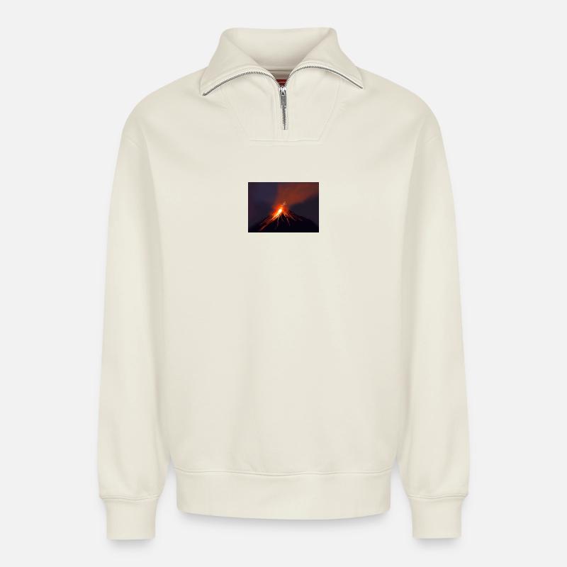 Intensiver Vulkanausbruch Feuer Pferd - Relaxed Unisex Organic Half Zip Sweatshirt – von SPREAD - Naturweiß