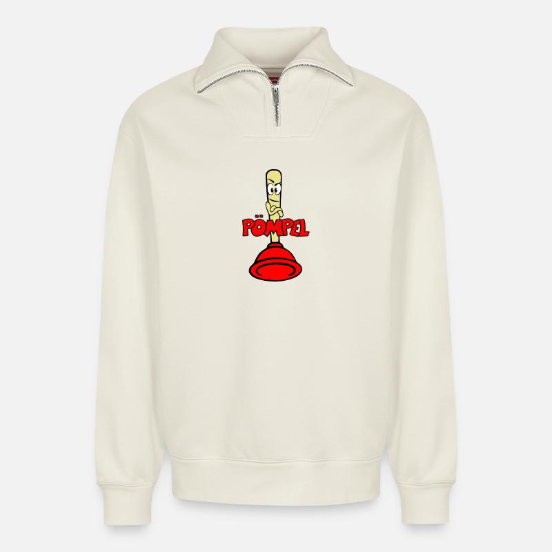 Pömpel - Relaxed Unisex Organic Half Zip Sweatshirt – von SPREAD - Naturweiß