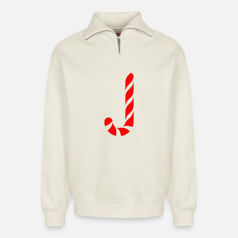 Zuckerstange - Relaxed Unisex Organic Half Zip Sweatshirt – von SPREAD - Naturweiß