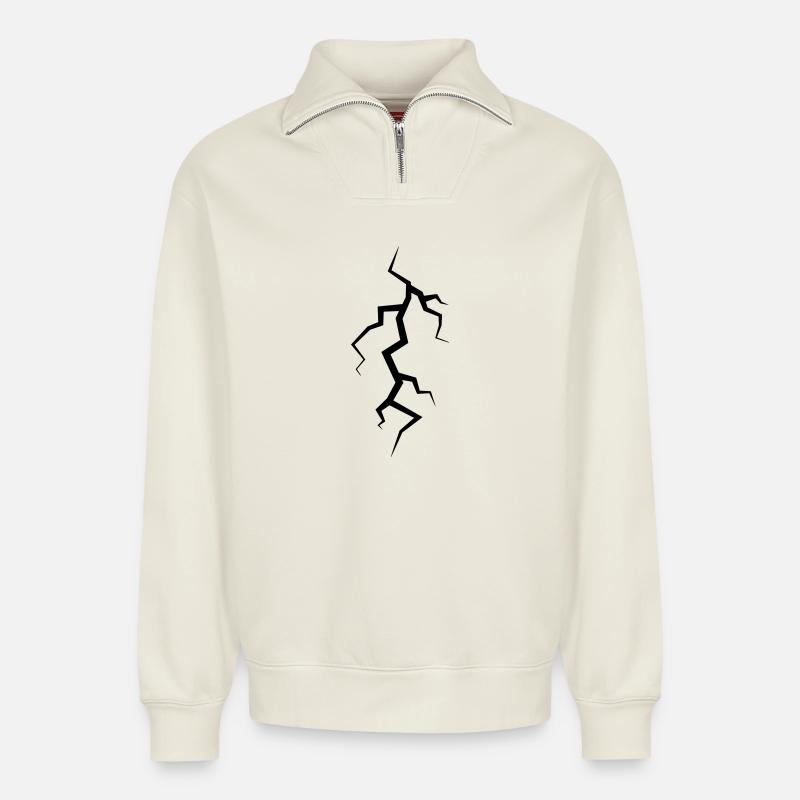 Lightning - Relaxed Unisex Organic Half Zip Sweatshirt – by SPREAD - off white