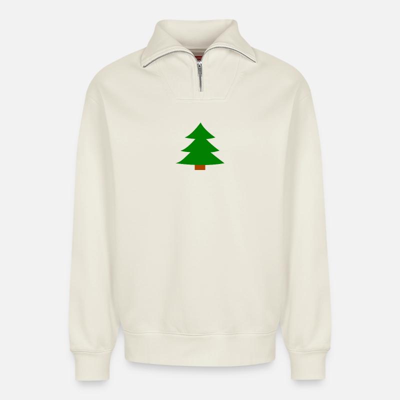 Weihnachtsbaum Silhouette - Relaxed Unisex Organic Half Zip Sweatshirt – von SPREAD - Naturweiß