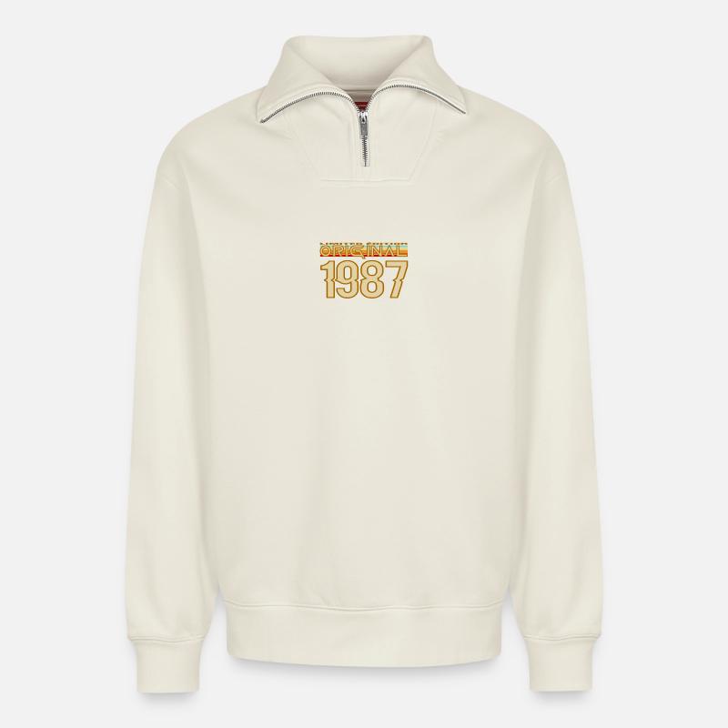 Original 1987 Retro Edition - Relaxed Unisex Organic Half Zip Sweatshirt – by SPREAD - off white