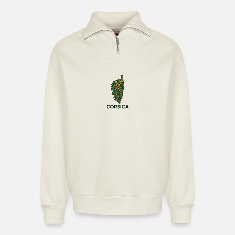 Corsica Immortelle - Relaxed Unisex Organic Half Zip Sweatshirt – von SPREAD - Naturweiß