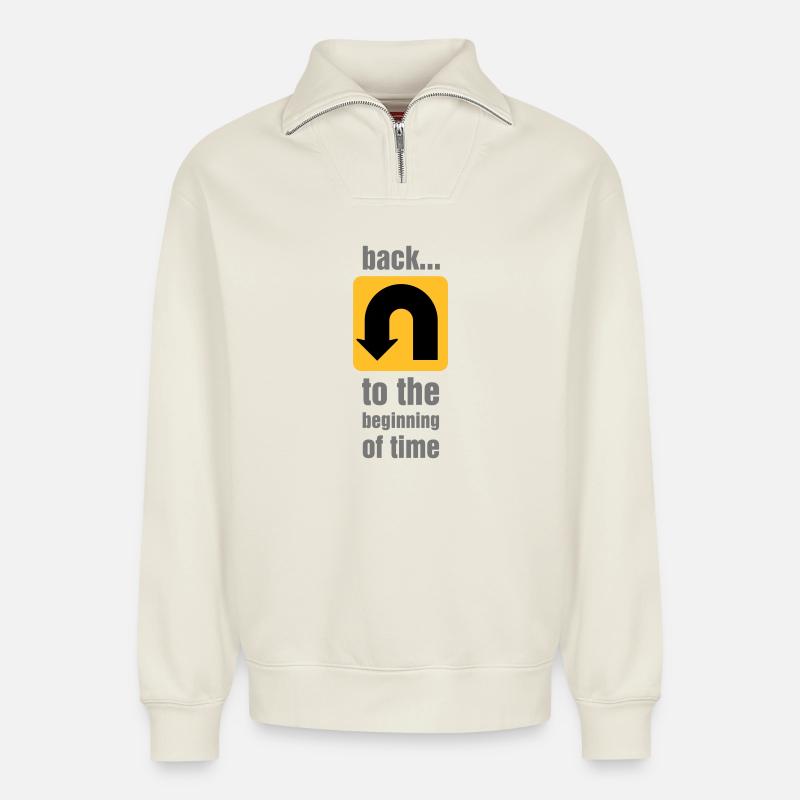 U-turn - Relaxed Unisex Organic Half Zip Sweatshirt – by SPREAD - off white