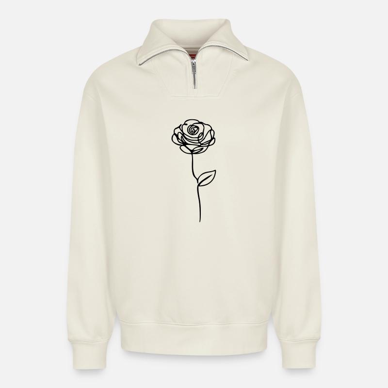 Rose - Relaxed Unisex Organic Half Zip Sweatshirt – von SPREAD - Naturweiß