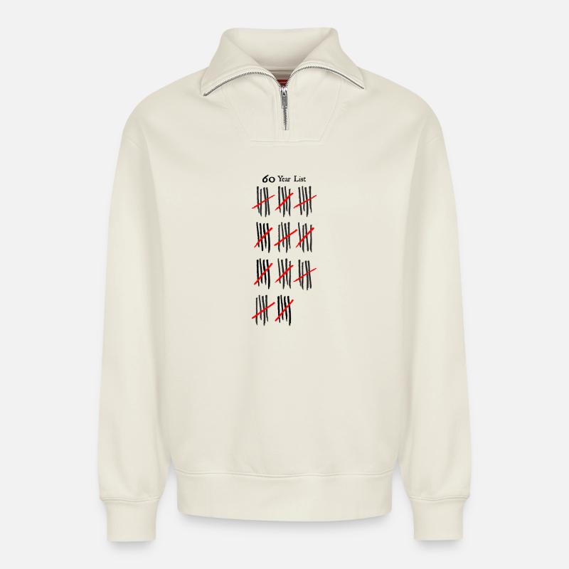 Abstraktes expressionistisches Strichzeichnungsdesign - Relaxed Unisex Organic Half Zip Sweatshirt – von SPREAD - Naturweiß