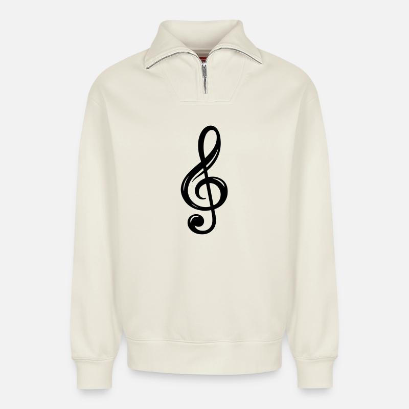 Notenschlüssel Symbol - Relaxed Unisex Organic Half Zip Sweatshirt – von SPREAD - Naturweiß