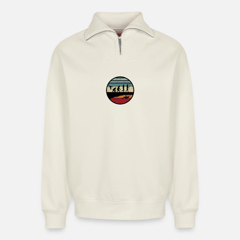Sunset Evolution Journey - Relaxed Unisex Organic Half Zip Sweatshirt – by SPREAD - off white