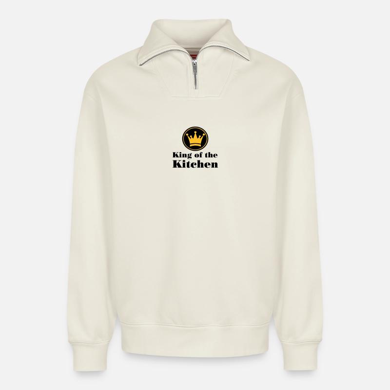Koch - Sweat unisexe décontracté en coton biologique à demi-zip – de SPREAD - blanc cassé