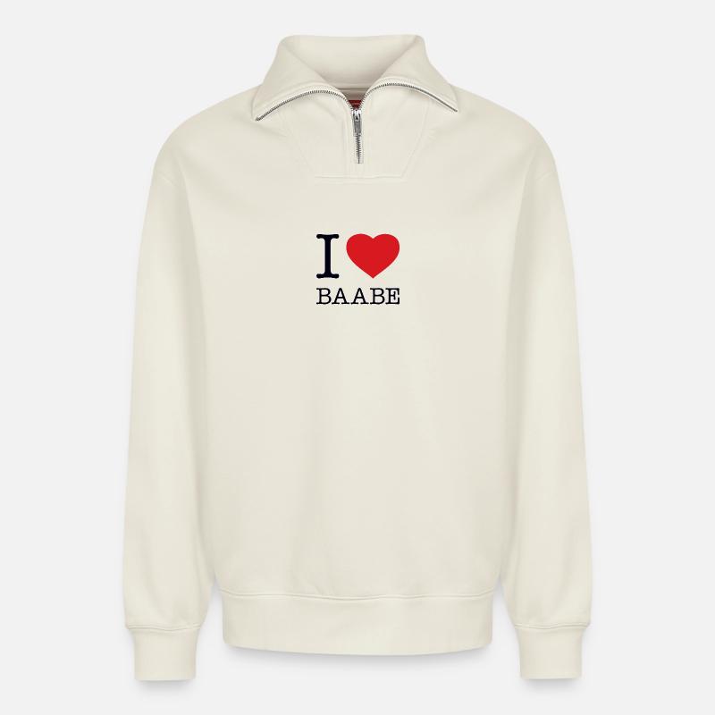 J’ADORE BAABE - Sweat unisexe décontracté en coton biologique à demi-zip – de SPREAD - blanc cassé