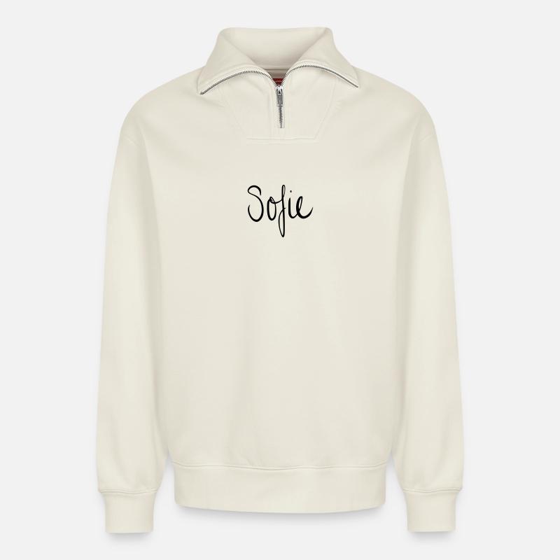 Sofie - Relaxed Unisex Organic Half Zip Sweatshirt – von SPREAD - Naturweiß