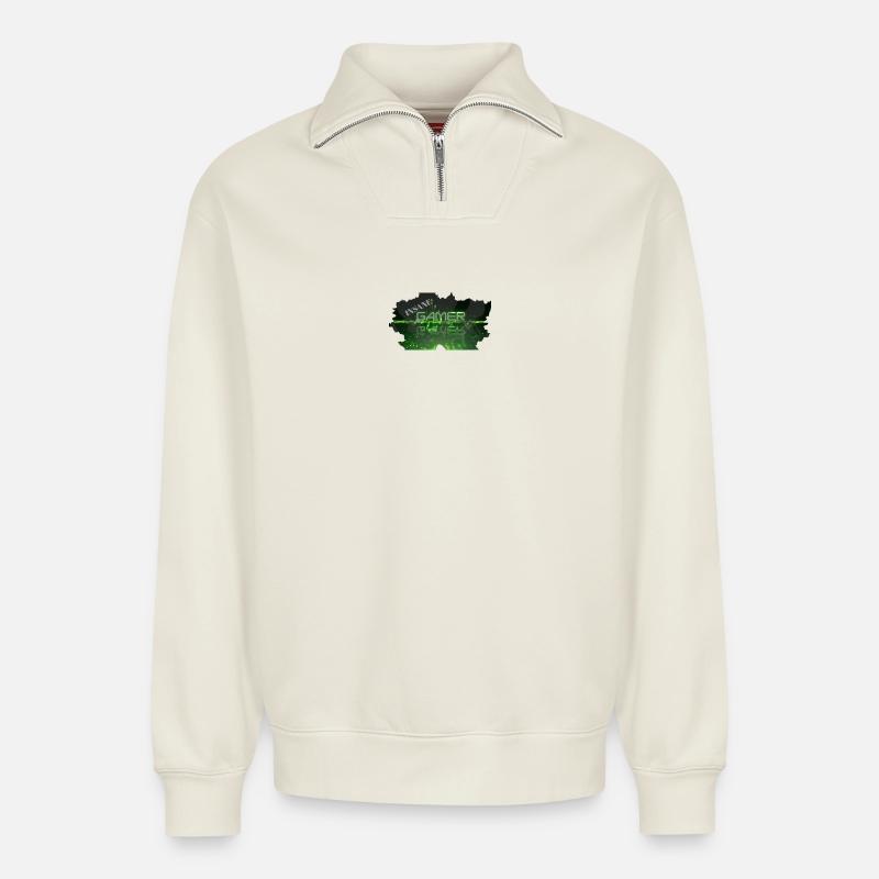 Insane - Relaxed Unisex Organic Half Zip Sweatshirt – von SPREAD - Naturweiß