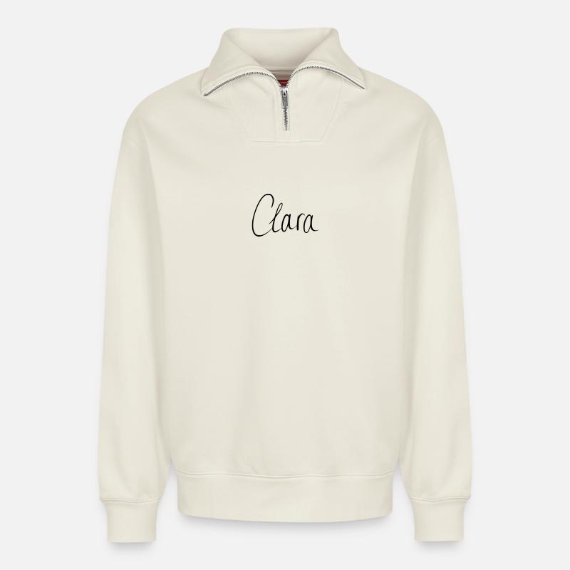 Clara - Sweat unisexe décontracté en coton biologique à demi-zip – de SPREAD - blanc cassé