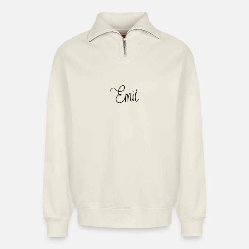 Emil - Relaxed Unisex Organic Half Zip Sweatshirt – von SPREAD - Naturweiß