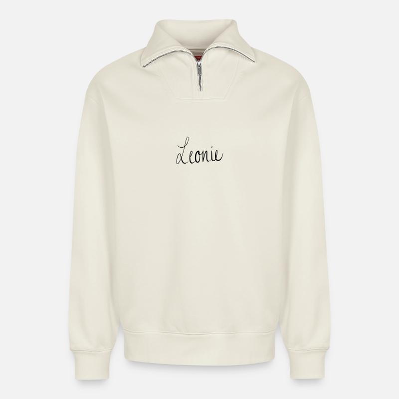 Leonie - Relaxed Unisex Organic Half Zip Sweatshirt – von SPREAD - Naturweiß
