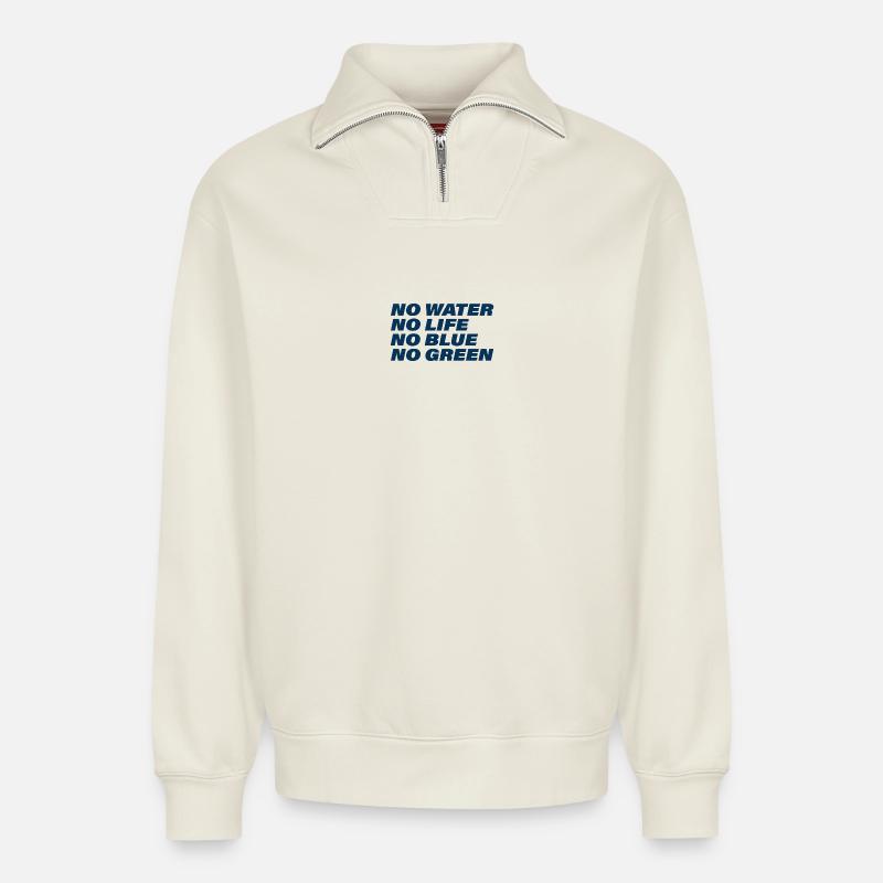 WATER - Relaxed Unisex Organic Half Zip Sweatshirt – von SPREAD - Naturweiß