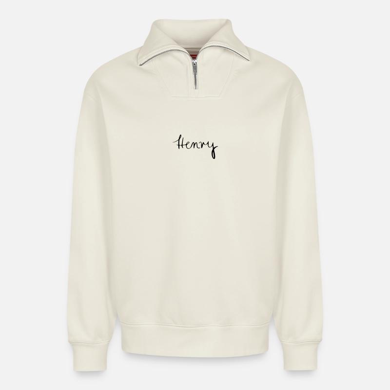 Henry - Relaxed Unisex Organic Half Zip Sweatshirt – von SPREAD - Naturweiß