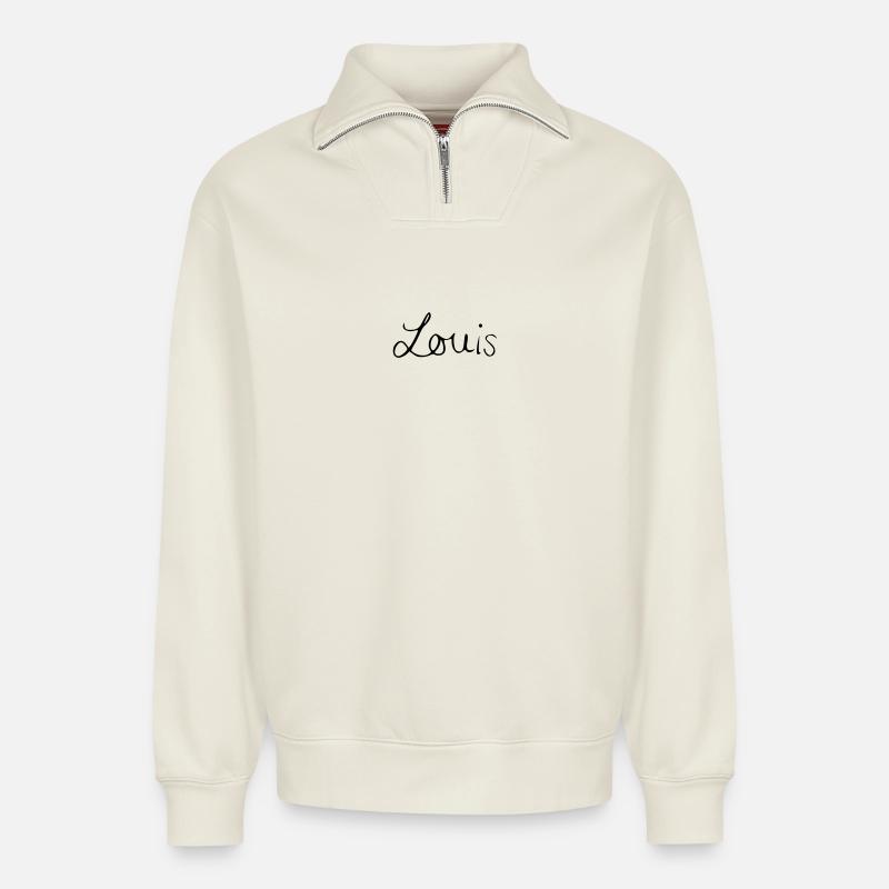 Louis - Relaxed Unisex Organic Half Zip Sweatshirt – von SPREAD - Naturweiß