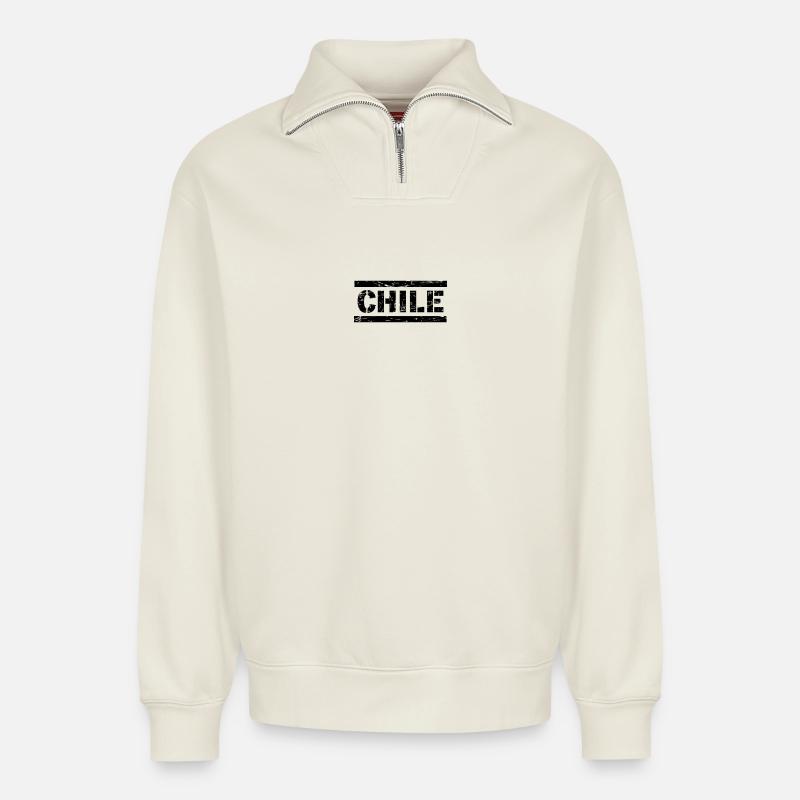 Chile - Relaxed Unisex Organic Half Zip Sweatshirt – von SPREAD - Naturweiß