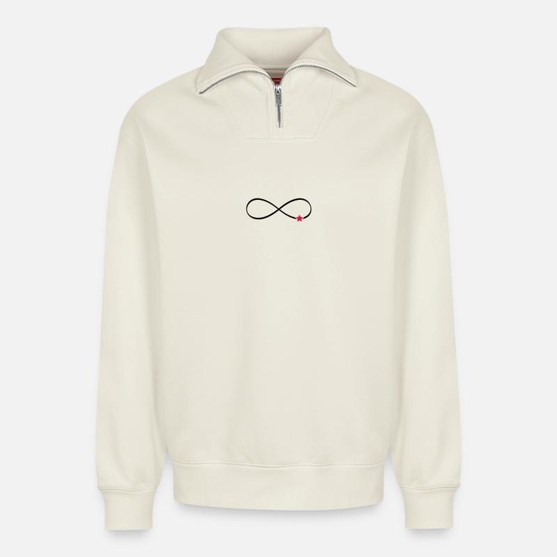 Stern Unendlichkeit Symbol Unendlichkeitszeichen - Relaxed Unisex Organic Half Zip Sweatshirt – von SPREAD - Naturweiß