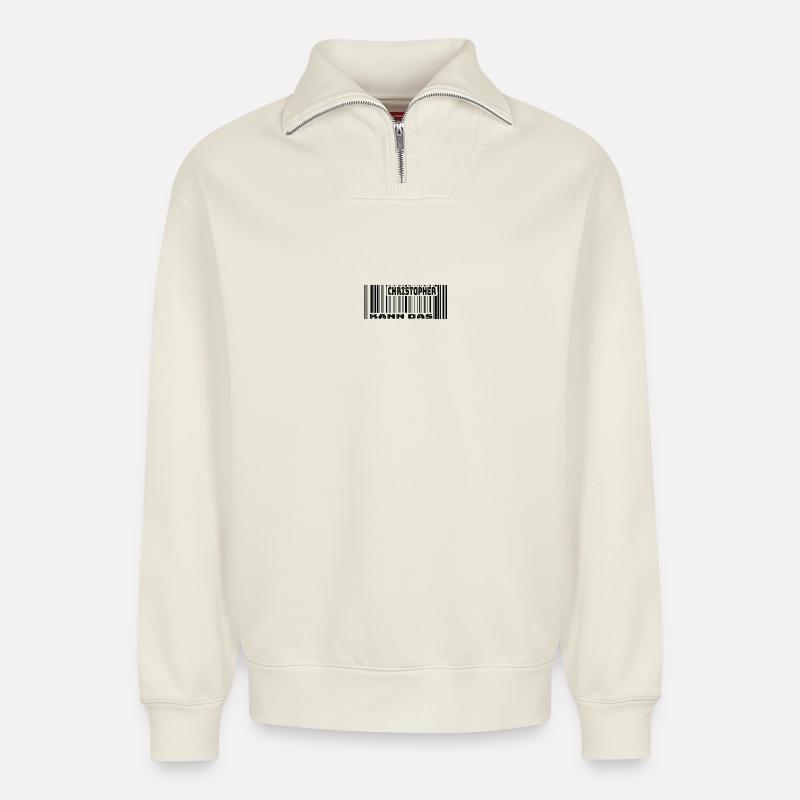 Christopher kann das - Relaxed Unisex Organic Half Zip Sweatshirt – von SPREAD - Naturweiß