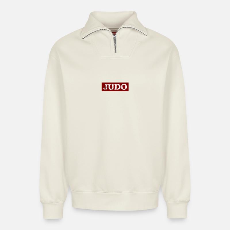 Judo - Relaxed Unisex Organic Half Zip Sweatshirt – by SPREAD - off white