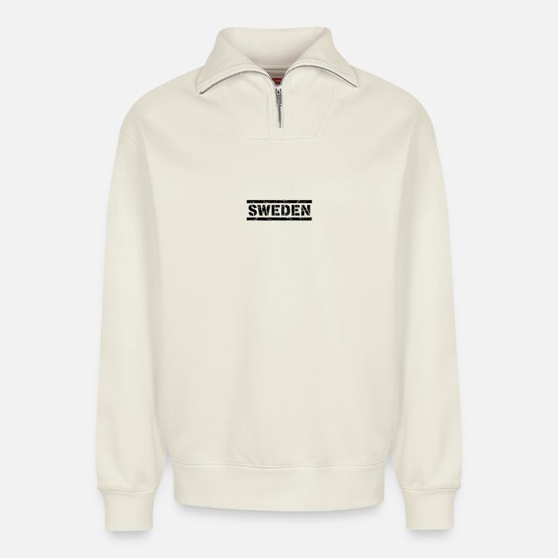 Sweden - Relaxed Unisex Organic Half Zip Sweatshirt – von SPREAD - Naturweiß
