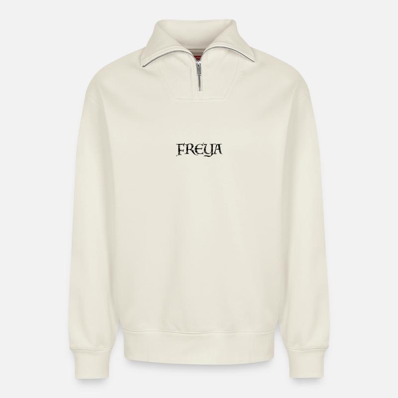 Freya - Relaxed Unisex Organic Half Zip Sweatshirt – von SPREAD - Naturweiß